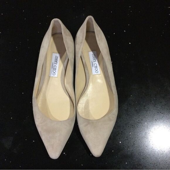 JIMMY CHOO Natural Romy Suede Ballet Flats - Picture 5 of 7